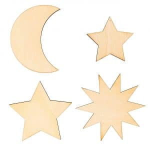 Rico Design Holzdekoanhänger-Set Mond und Sterne 4teilig