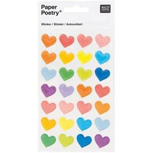 Paper Poetry Sticker Herzen mehrfarbig groß
