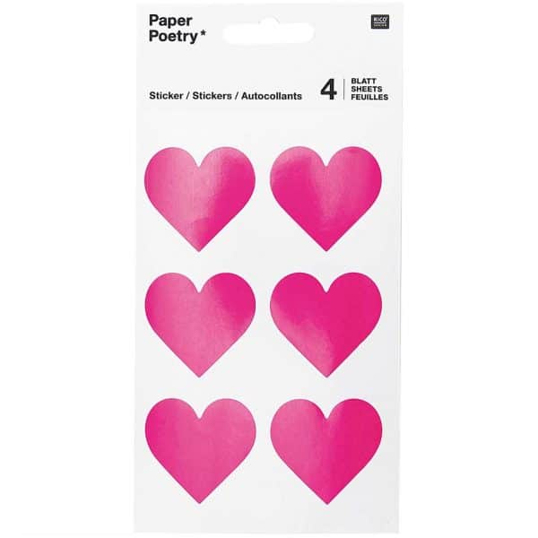 Paper Poetry Sticker Herzen neonpink 24 Stück