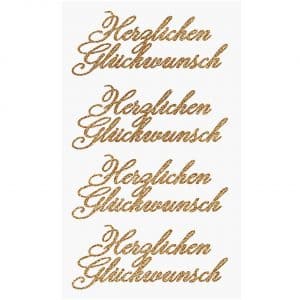 Paper Poetry Glittersticker Herzlichen Glückwunsch gold