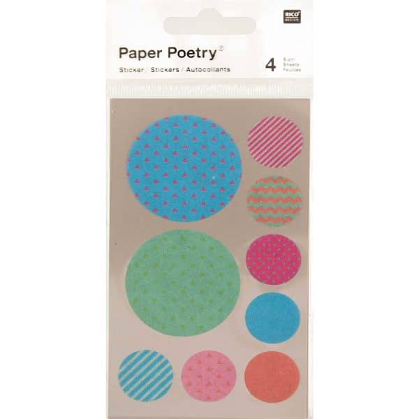 Paper Poetry Washi Sticker mehrfarbig rund 4 Bogen