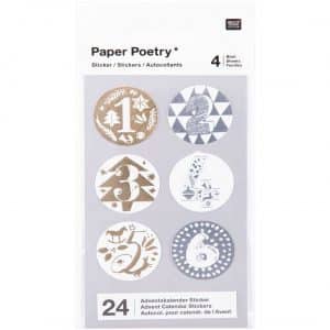 Paper Poetry Adventskalender Sticker gold-silber 24 Stück