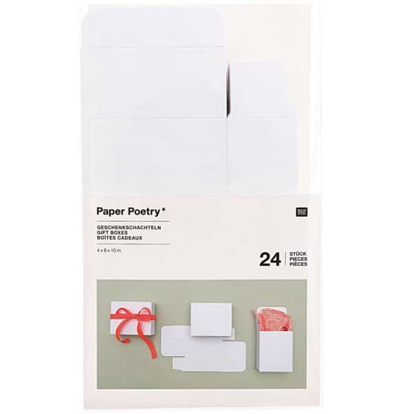 Paper Poetry Adventskalender Boxen Set 24teilig weiß