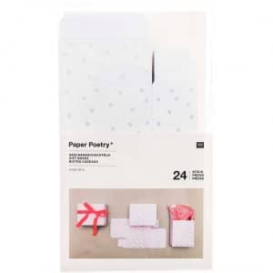 Paper Poetry Adventskalender Boxen Set 24teilig weiß/irisierend