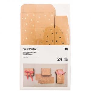 Paper Poetry Adventskalender Boxen Set 24teilig natur/gold