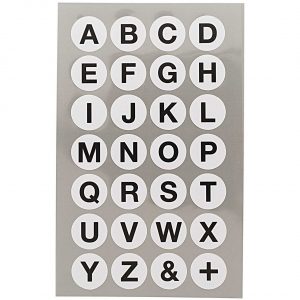 Paper Poetry Office Sticker Punkte weiß mit Alphabet 18mm 4 Bogen