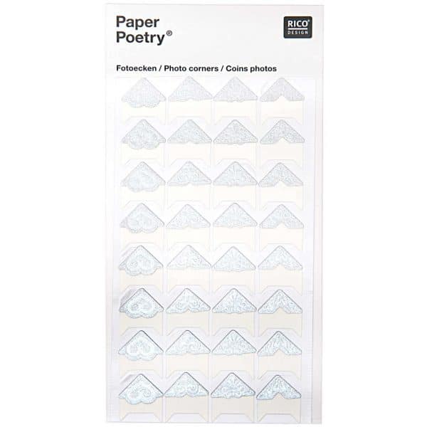 Paper Poetry Design Fotoecken silber 32 Stück