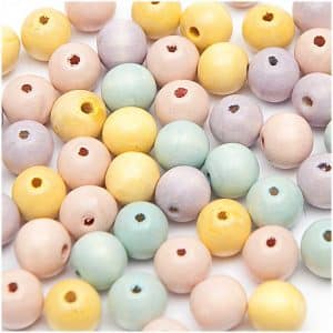 Rico Design Holz-Perlen pastell Mix 6mm 125 Stück