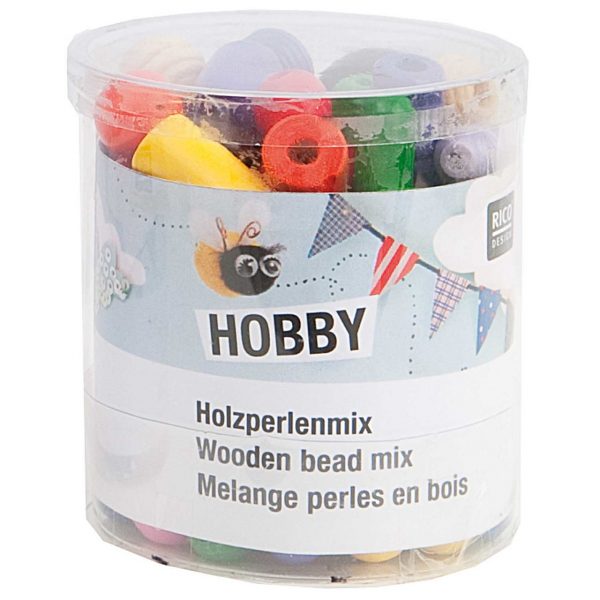 Rico Design Holz-Perlen Mix mehrfarbig 100g