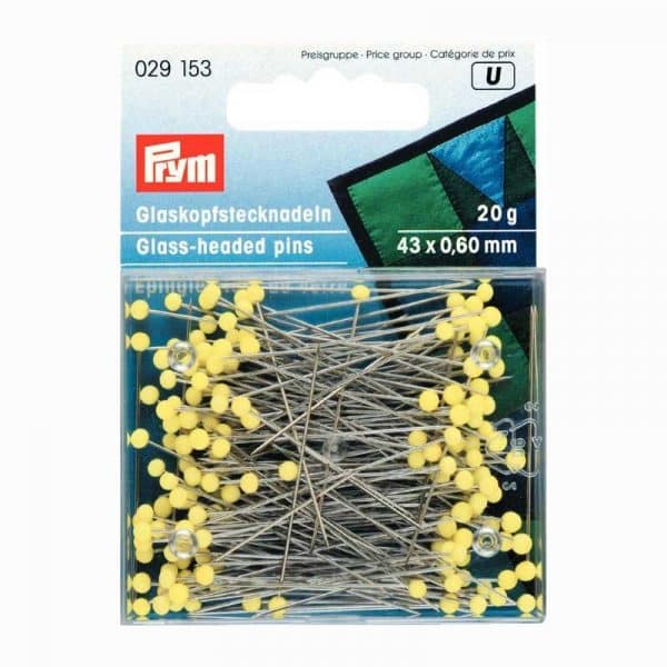 Prym Stecknadeln mit Glaskopf gelb 43mm 20g