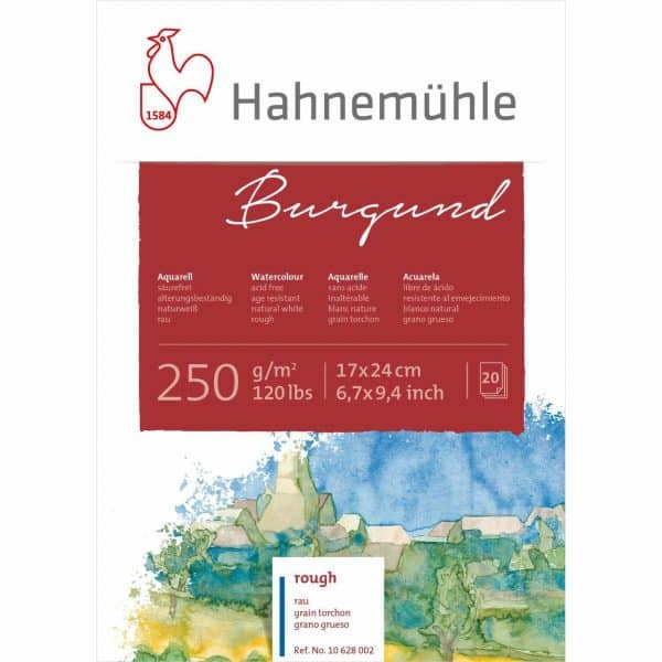 Hahnemühle Aquarellblock Burgund rau 20 Blatt 17x24cm