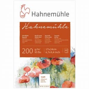 Hahnemühle Aquarellblock matt 200g/m² 20 Blatt 17x24cm