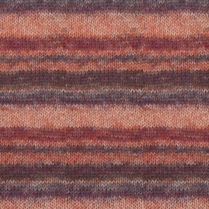 Lana Grossa Ecopuno Print 50g 216m orange-weinrot-brombeere-aubergine-rostrot