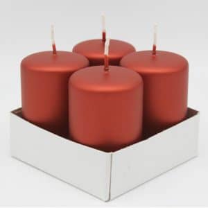 Kopschitz Flachkopfstumpen-Kerzen Set 8x5cm 4 Stück matt copper metallic