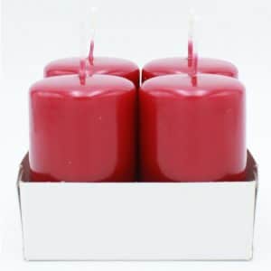 Kopschitz Flachkopfstumpen-Kerzen Set 8x5cm 4 Stück rotbraun