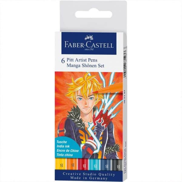 Faber Castell Pitt Artist Pen Manga Shônen Tuschestift-Set 6teilig