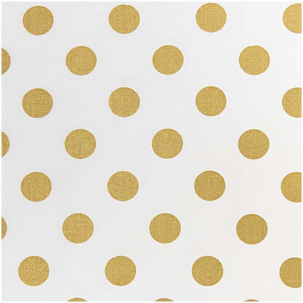 Rico Design Stoff Punkte weiß-gold 50x140cm