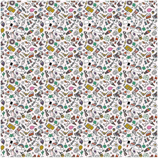 Rico Design Stoff Icons rosa-mehrfarbig-gold 140cm