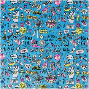 Rico Design Stoff cool Girls blau-neon 140cm