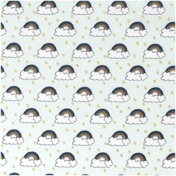 Rico Design Stoff Regenbogen mint-gold 140cm