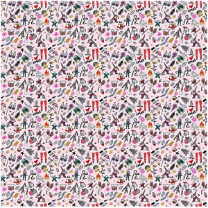 Rico Design Stoff X-MAS icons gold-neon 50x140cm