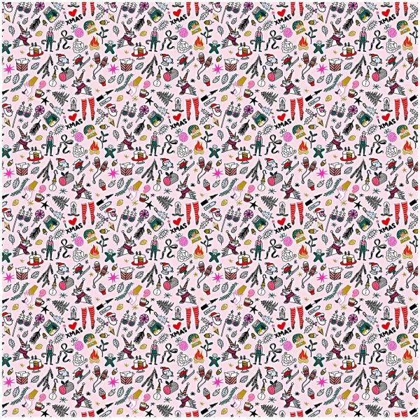 Rico Design Stoff X-MAS icons gold-neon 50x140cm