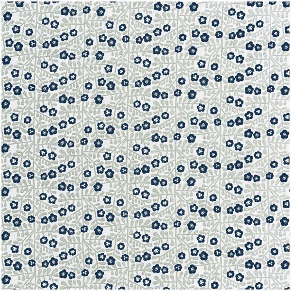 Rico Design Druckstoff kleine Blumen grau-blau 140cm