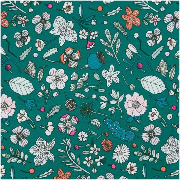 Rico Design Druckstoff Hygge Blumen grün-neon 140cm