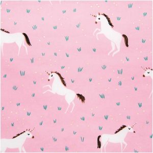 Rico Design Druckstoff Einhorn rosa 140cm beschichtet