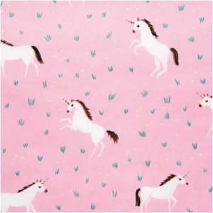 Rico Design Druckstoff Einhorn rosa 140cm beschichtet