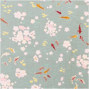 Rico Design Druckstoff Jardin Japonais Kois rauchblau-gold 50x140cm