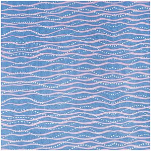 Rico Design Musselin-Druckstoff Mermaid Wellen blau Hot Foil 140cm