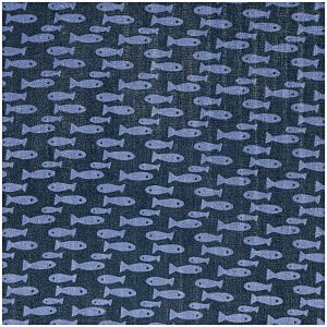 Rico Design Musselin-Druckstoff Mermaid Fische blau 140cm