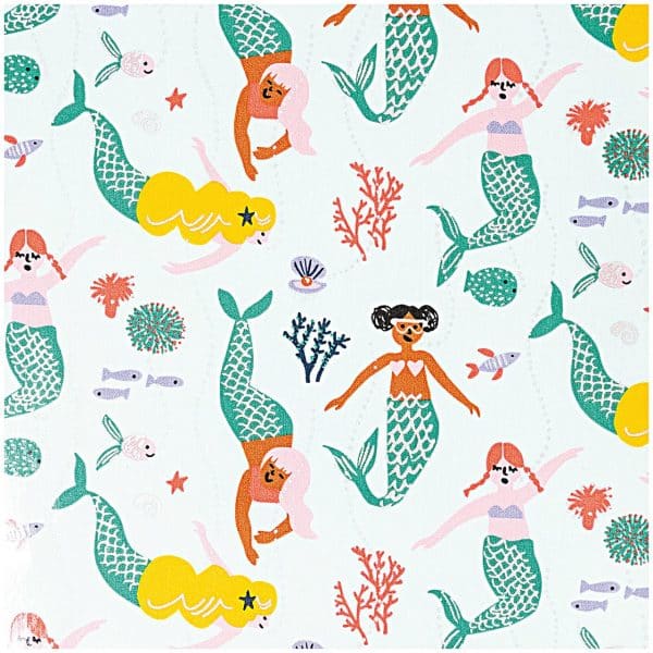 Rico Design Druckstoff beschichtet Mermaid Meerjungfrau mint-neon Hot Foil 140cm