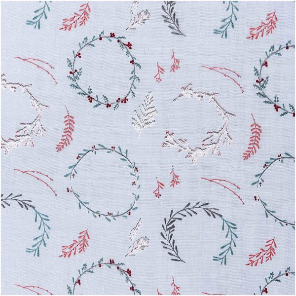 Rico Design Musselin-Druckstoff Nostalgic Christmas Kränze hellblau 140cm