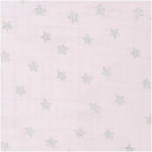 Rico Design Musselin-Druckstoff Nostalgic Christmas Sterne rosa-metallic 140cm