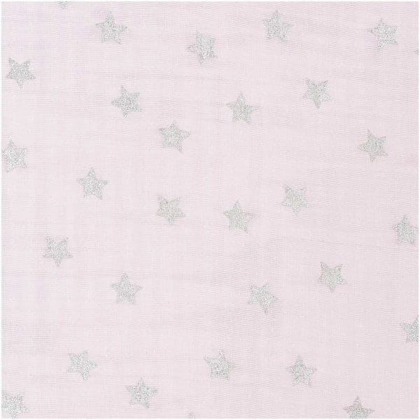 Rico Design Musselin-Druckstoff Nostalgic Christmas Sterne rosa-metallic 50x1...