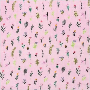 Rico Design Musselin-Druckstoff Bunny Hop Streublumen pink-neon 50x140cm