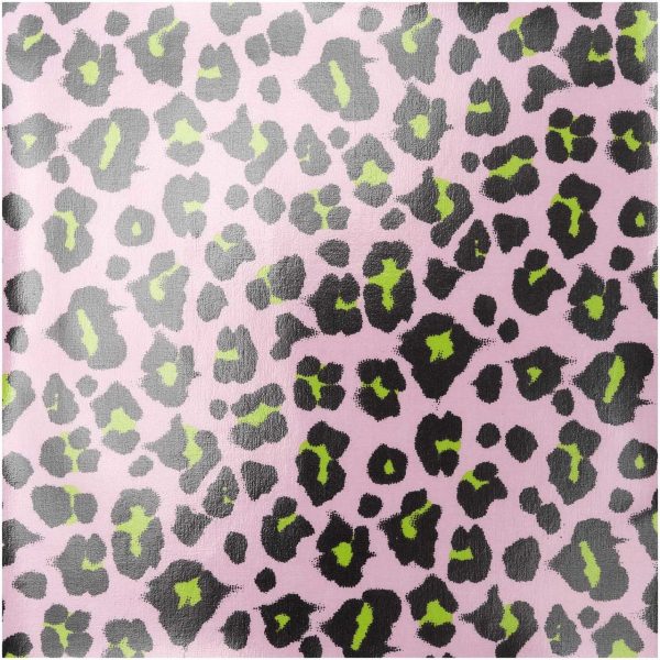 Rico Design Stoffabschnitt PVC-Stoff Glossy Acid Leo rosa 25x70cm