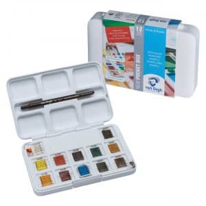 van Gogh Aquarell Set mit Pinsel 12 Näpfchen