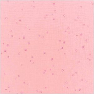 Rico Design Stoffabschnitt Krinkelmusselin lachs 50x130cm Hot Foil