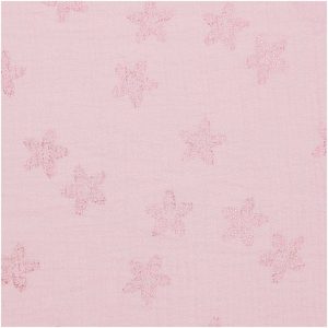 Rico Design Stoffabschnitt Krinkelmusselin rosa 50x140cm Hot Foil