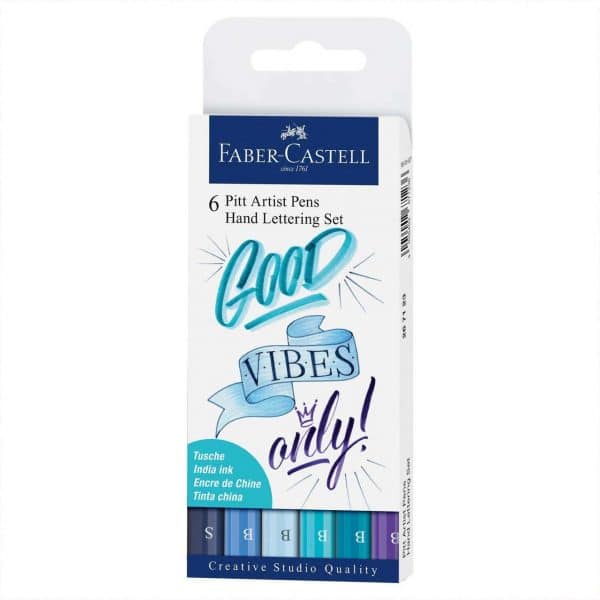 Faber Castell Tuschestift Pitt Artist Pen Handlettering Blautöne 6 Stück