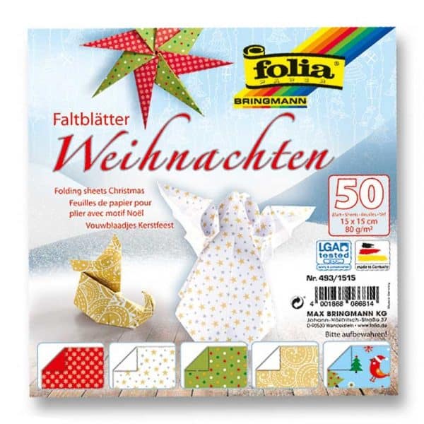 folia Faltblätter Weihnachten 15x15cm 50 Blatt