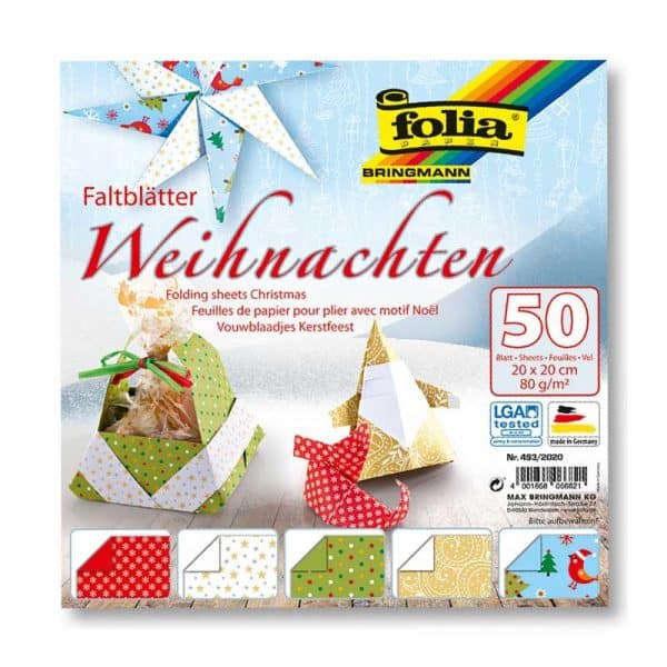 folia Faltblätter Weihnachten 20x20cm 50 Blatt