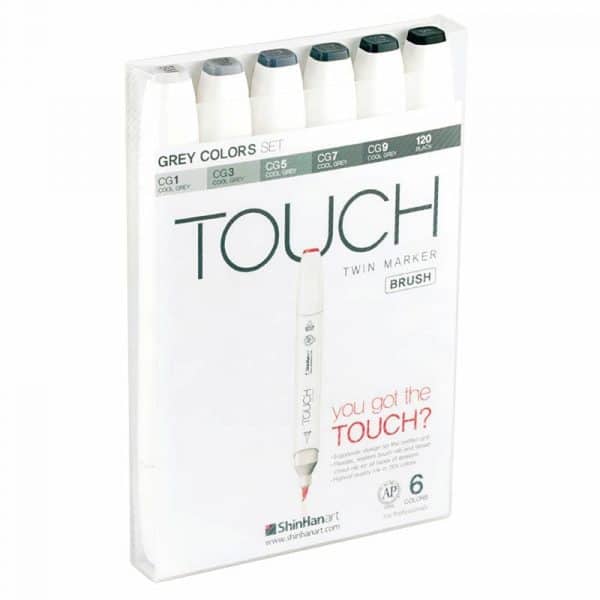 TOUCH Twin Brush Marker Grey Colors 6teilig