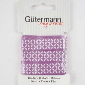 Gütermann Baumwollband Muster lila 15mm 2m
