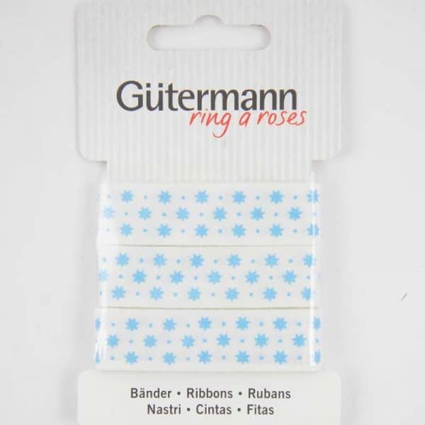 Gütermann Baumwollband Sterne blau 15mm 2m