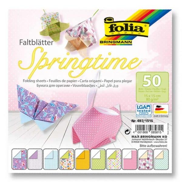 folia Faltblätter Springtime 15x15cm 50 Blatt