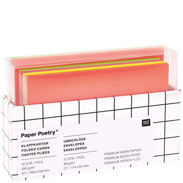 Paper Poetry Kartenset Neon Mix C7/A7 24teilig